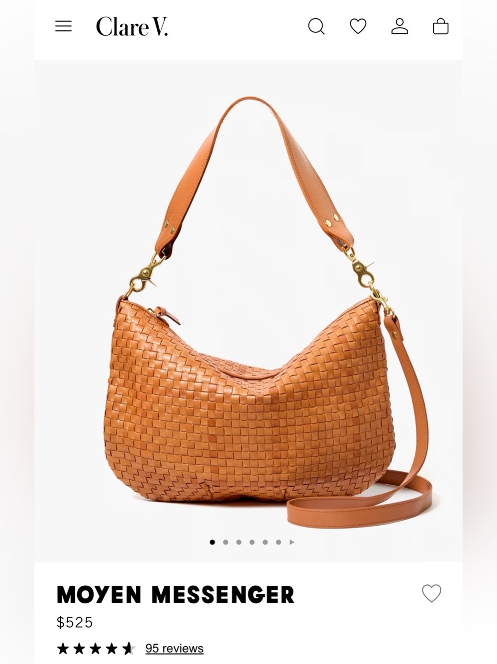 Clare V $525 Moyen messenger  in natural checker